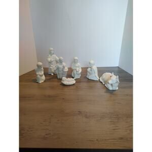 7 Piece Set Nativity Figurine White Bisque Porcelain By Rynne China